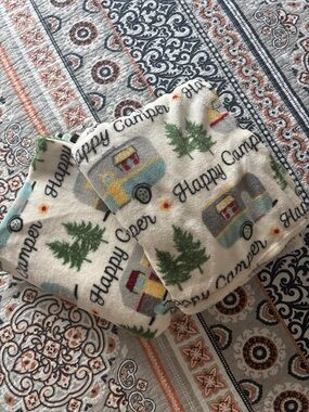 Happy Camper Plush Throw Blanket - Camper & Tree Print (2)